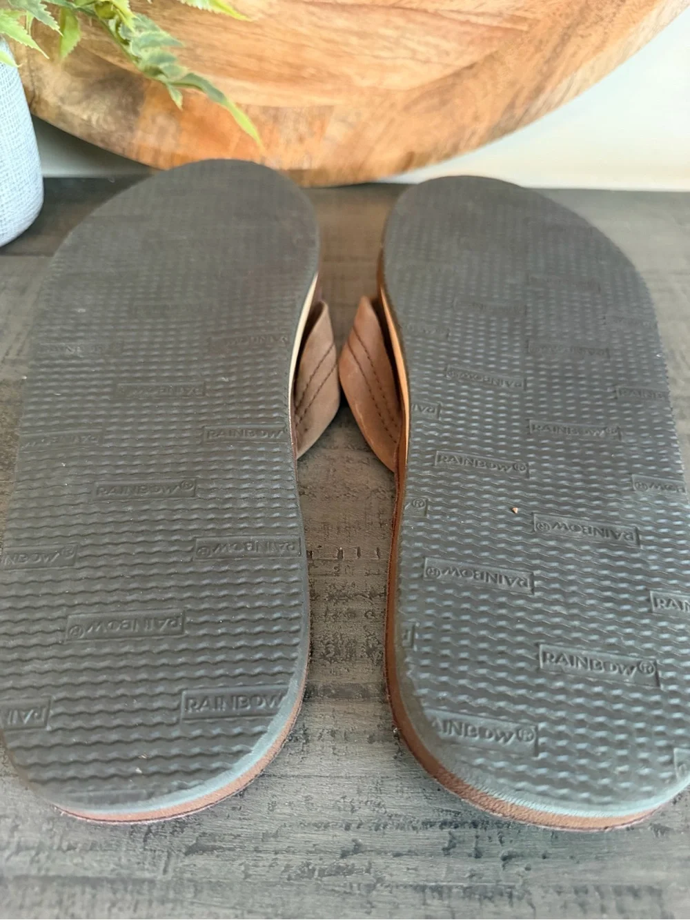 Rainbow Brown Men's Flip Flops with Padded Thong Straps XL 11-12